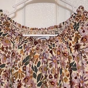 Sonoma Multi Colored Cream Floral Top, Size XL, NWT